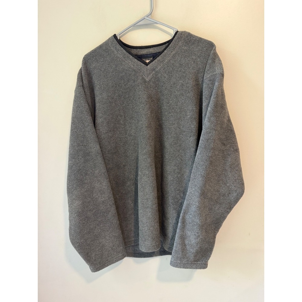 Cheetah Mens V-Neck Fleece Pullover Sweater Gray Large 3142